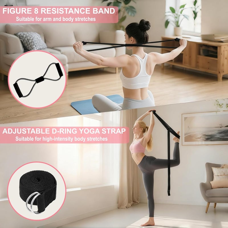 Nuplot Pilates Equipment 15" Pilates Ring Plus, Pilates Kit for Home Workouts, Pilates Essentials Kit for Women with Pilates Ring and Ball Set, Booty Bands, Figure 8 Resistance Band, Yoga Band - Image 5